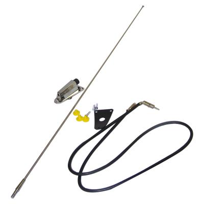 Chrome Antenna Kit for 1975-1995 Jeep CJ's &amp; YJ Wrangler, Includes Bracket Crown Automotive
