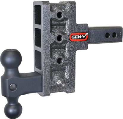 Mega Duty 2 Inch Offset Shank 2.5 Rise, 5 Inch Drop 1.5K TW 10K Hitch &amp; GH-031 Dual-Ball Gen Y Hitch