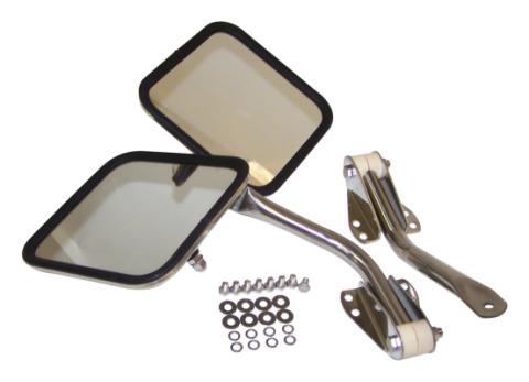 L &amp; R Polished Stainless Steel Mirror Kit for 55-95 Jeep CJs, YJ Wrangler RT Off Road