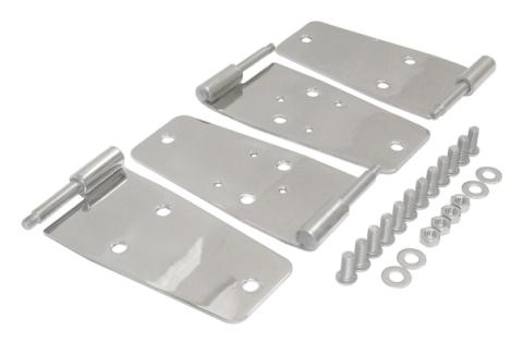 Door Hinge Set, Left &amp; Right Front Upper &amp; Lower Door Side Polished Stainless Steel Set Of 4 w/Hardware RT Off Road