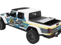 Soft Tri-Fold Tonneau Cover EZ-Fold For Jeep 2020-2024 Gladiator 5.0 Foot Black Diamond Tailgate Spoiler Not Included Bestop