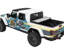 Soft Tri-Fold Tonneau Cover EZ-Fold For Jeep 2020-2024 Gladiator 5.0 Foot Black Diamond Tailgate Spoiler Not Included Bestop