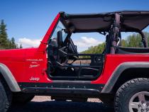 Jeep Bikini Top Header Safari Bikini Tops For Jeep 1997-2002 Wrangler TJ Black Denim Fabric Bestop