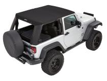 Trektop Pro Hybrid Slantback Soft Top For Jeep 2007-2018 Wrangler JK 2 Door Black Bestop