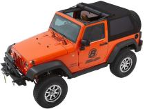 Jeep Wrangler Trektop Glide Slantback Soft Tops For Jeep 2007-2018 Wrangler JK 2 Door Black Diamond Bestop