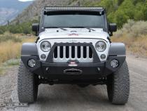 Jeep JK Full Front Bumper For 07-18 Wrangler JK With Winch Plate Bull Bar Black Powdercoated Rigid Series Rock Slide Engineering