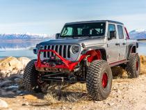 Powdercoat Nighthawk Mid-tube Stinger Front Bumper with Aluminum Skid for JK, JL, and JT - Black Powdercoat Artec Industries