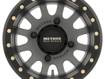 Aluminum Wheels 15x6 MR401 Beadlock UTV Bolt Pattern 5 On 114.3 Offset 49 Lip Size 0 Titanium GY Matte Black Ring Method