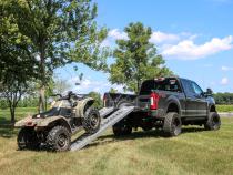 Single Heavy Duty 8 foot Aluminum Loading Ramp 15 Inch x 96 Inch 5K Capacity Gen Y Hitch