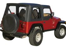 Black OEM Replacement Soft Top for 1997-06 TJ Wrangler w/ Soft Upper Doors Black Diamond w/Door Skins And Windows RT Off Road