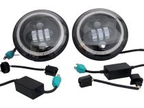 Headlight Conversion Kit 2007-2018 JK Wrangler w/ LED Halo Rings 2 LED Headlights with an H4 Connector 2 Canbus Modules 2 H4 to H13 Adapters RT Off Road